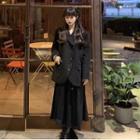 Button-up Coat / A-line Midi Skirt