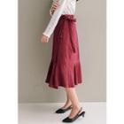 Ruffle-hem Tie-waist Wrap Skirt