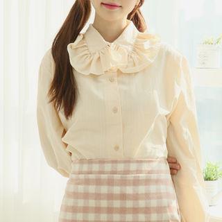 Frill-collar Button-down Blouse