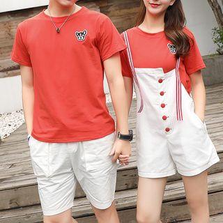 Couple Matching Dog Applique Short-sleeve T-shirt / Jumper Shorts