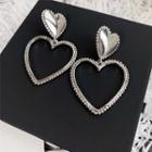 Heart Drop Earring 1 Pair - Silver Pin - Silver - One Size