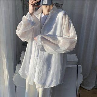 Balloon-sleeve Embroidered Shirt
