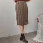 Plaid H-line Midi Wrap Skirt