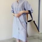 Open Back 3/4-sleeve Shirt Dress