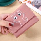 Cat Embroidered Faux Leather Wallet