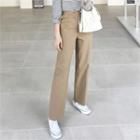 Belted Straight-cut Cotton Pants