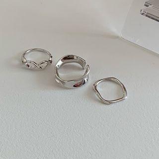 Irregular Alloy Open Ring Set Of 3 - As Shown In Figure - One Size