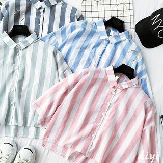 Striped Cropped Short-sleeve Shirt