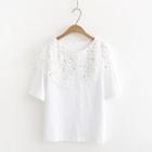 Short-sleeve Mesh Collar T-shirt
