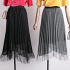 Patchwork Pleated Glitter A-line Skirt
