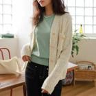 Dual-pocket Metallic-button Cardigan