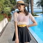 Set: Color Block Swim Dress + Cover Up