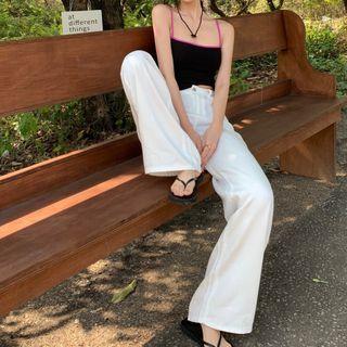Contrast Trim Camisole Top / High Waist Wide Leg Pants