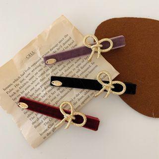 Alloy Bow Velvet Hair Clip