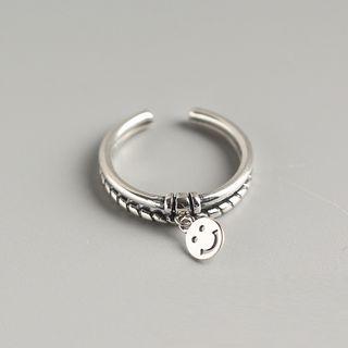 Sterling Silver Smile Accent Engraved Open Ring Silver - S925sterling Silver