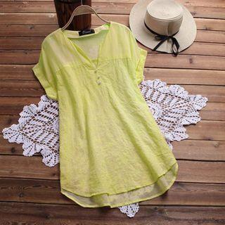 Short Sleeve V-neck Oversized Shirt