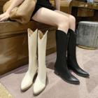 Pointed Low-heel Tall Boots
