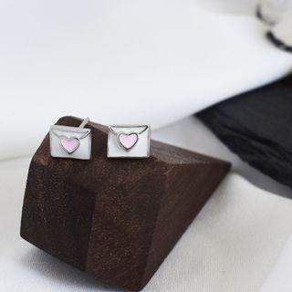 Envelope Earring 1 Pair - Silver - One Size