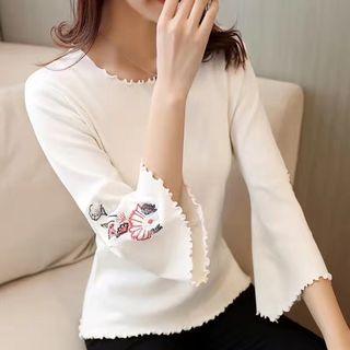 Embroidered Bell Long-sleeve Top