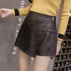 Faux Leather A-line Skort