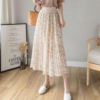 High-waist Floral Pleated Skirt