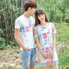 Couple Matching Letter Short-sleeve T-shirt / T-shirt Dress