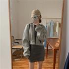 Hooded Zip Jacket / Long-sleeve Mini T-shirt Dress