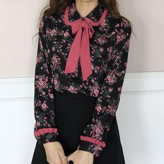 Floral Print Shirt Floral - Black - One Size