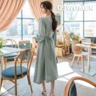 Plus Size Button-through A-line Long Dress