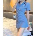 Short-sleeve Logo Polo Sheath Dress