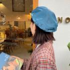 Pu Leather Shiny Flat Top Beret