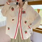 Strawberry Embroidery Shirt As Shown In Figure - One Size
