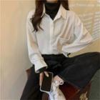 Mock Two-piece Collared Striped Shirt