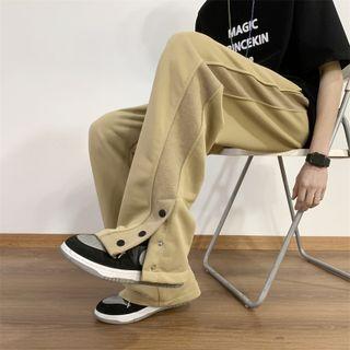 Buttoned Hem Loose Fit Pants