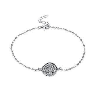 925 Sterling Silver Round Bracelet With Austrian Element Crystal Silver - One Size