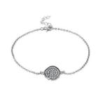 925 Sterling Silver Round Bracelet With Austrian Element Crystal Silver - One Size