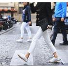 Slit-front Straight-cut Pants