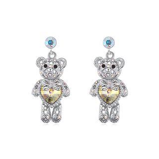 Cute Bear Earrings With Colorful Austrian Element Crystal