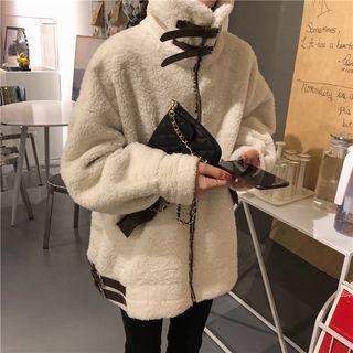 Oversize Fleece Coat Off-white - One Size