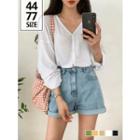 V-neck Wide-sleeve Boxy Cardigan