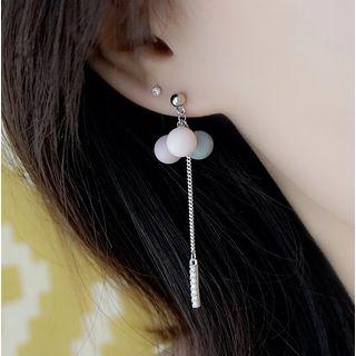925 Sterling Silver Bead & Bar Dangle Earring As Shown In Figure - One Size