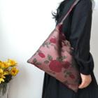 Flower Print Canvas Tote Bag Purplish Pink - One Size