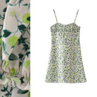 Retro Floral Print Sleeveless Mini Dress