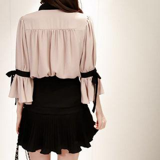 Buckled Pleated-hem Mini Skort