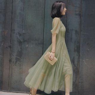 Short-sleeve Sheath Mesh Dress