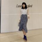 Floral-printed Chiffon Long Skirt