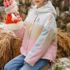Cupcake Embroidered Color-block Padded Jacket