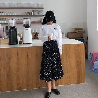 Doted A-line Midi Skirt