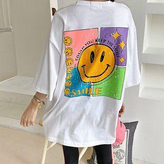 Smile Print Oversize T-shirt