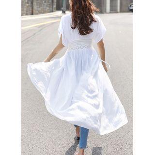 Tie-front Laced Maxi Robe Cardigan